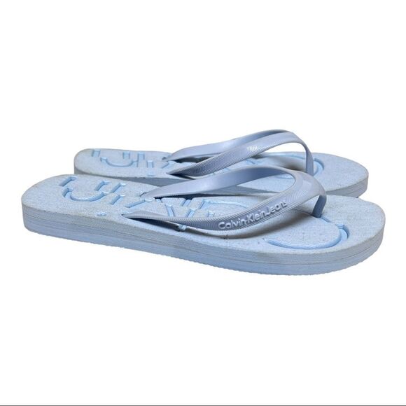 Calvin Klein Flip Flops Logo Sandals Bright Beach Travel - Picture 7 of 8